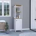 Depot E-Shop New Haven Linen Single Door Cabinet, Light Oak & White DE-MDB7122